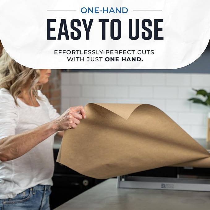 Bryco Goods 24 Inch Paper Roll Dispenser and Cutter, Wall Mountable & Non-Slip Tabletop, Heavy-Duty Steel Frame – Kraft, Butcher, Freezer, Wrapping Paper Holder – for Home, Office, Craft Projects