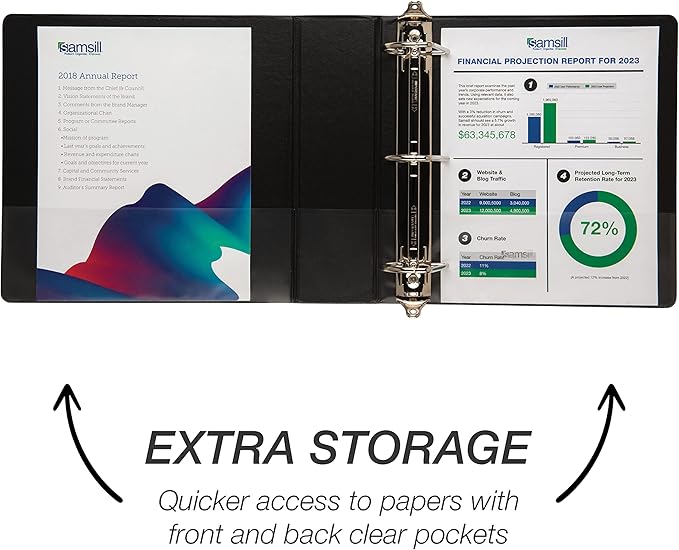 Samsill Durable 3 inch 3 Ring Binder, Made in USA, D Ring Binder, FSC 100% Recycled Chipboard, Black, 12 Pack