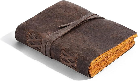 Handmade Leather Journal | Writing Notebook Diary | Bound Daily Notepad For Men & Women Unlined Paper Medium, Writing Pad for Artist, Sketch