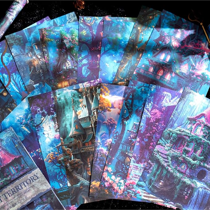 Fantasy Territory Scrapbook Paper Set, 150 PCS Mystical Ephemera Pack for Junk Journaling, Scrapbooking, Crafting, DIY Projects, Diaries, and Art Supplies