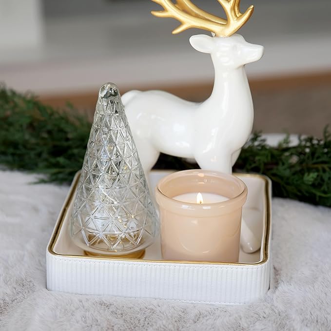 Small Night Stand Organizer Nightstand Tray Bedside Table Organizer Women| Dresser Trays for Bedroom Leather Valet Trinket Tray Catch All| Purse Bowl for Women| Desk Trays