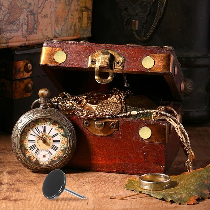 uxcell 100Pcs Upholstery Tacks, 11mmx17mm Flat Head Thumb Tack Decorative Furniture Nails Push Pins for Furniture Sofa Headboards, Black