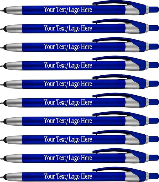 Personalized With your Custom Logo or Text Pens-Pack of 450- for Marketing, Parties, and Events, 2 in 1 Capacitive Stylus & Ballpoint Pen Compatible With Touchscreen Devices, Blue Ink, Blue Pens