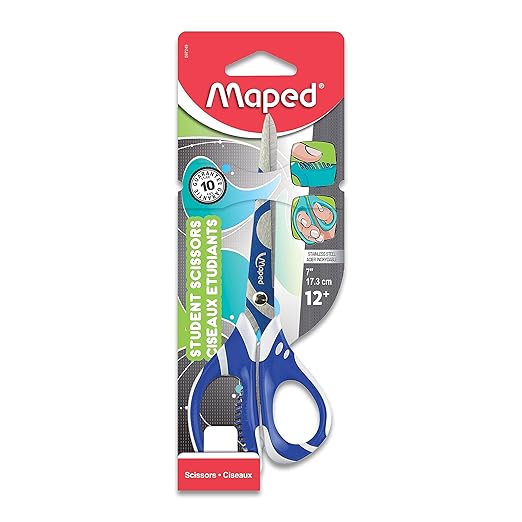 Maped - Zenoa Fit Soft Grip Student 7 Inch Scissors - Comfortable - Fashionable
