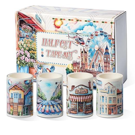 Snycler Pre-Cut The World Themed PET Washi Tapes - Vintage Aesthetic Tape Stickers for Journaling, Scrapbooking, Junk Journals, Crafts, Planners - 4 Rolls