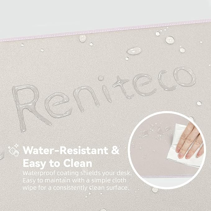 Waterproof Large Gaming Mouse Pad with Durable Stitched Edges, Non-Slip Rubber Base, Smooth Surface Mouse Mat Desk Pad for Home Office Gaming, 27.5"x11.8"x0.08", Beige