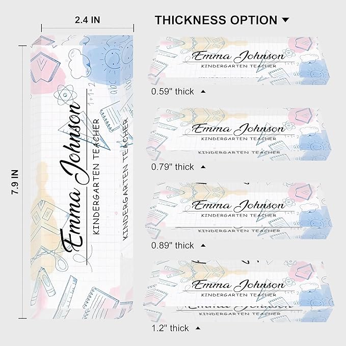 Custom Name Plate for Desk, Personalized Acrylic Office Name Sign with Name & Title, Elegant Desk Decor for Women Men, Employee Appreciation Gift (Teacher-1)