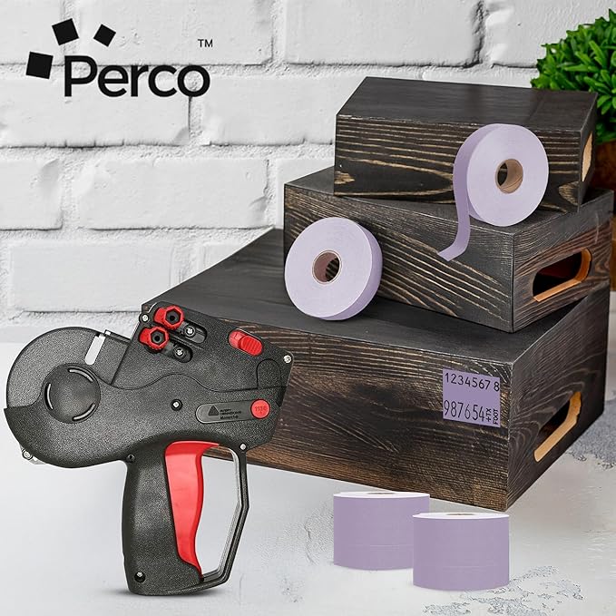 Perco Lavender Pricing Labels for Monarch 1136 - 14,000 Labels, 8 Rolls, Ink Roll Included
