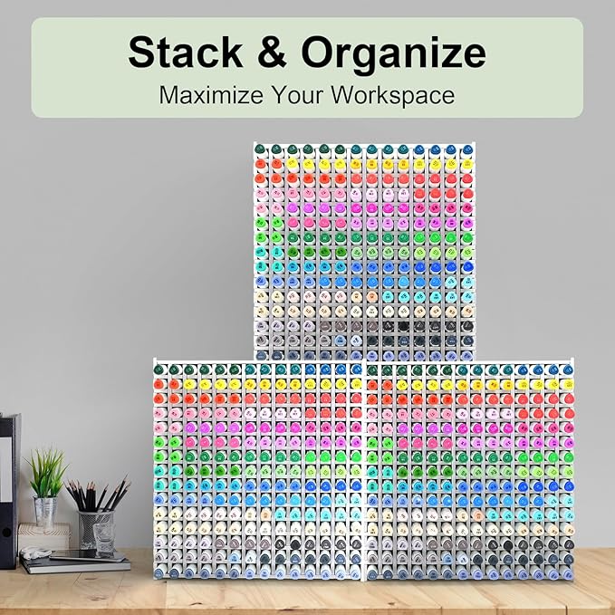 Marker Organizer, 210-Slot Marker Holder with Adjustable Dividers, Marker Storage Organizer for Desk, Home, Office, Craft Room, and Classroom