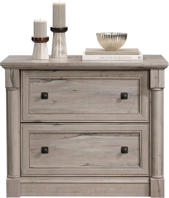 Sauder Palladia 2 Drawer File Cabinet, Lateral Filing Cabinets for Home Office, Hanging File Folders Organizer, Interlocking Drawers, in Split Oak Finish