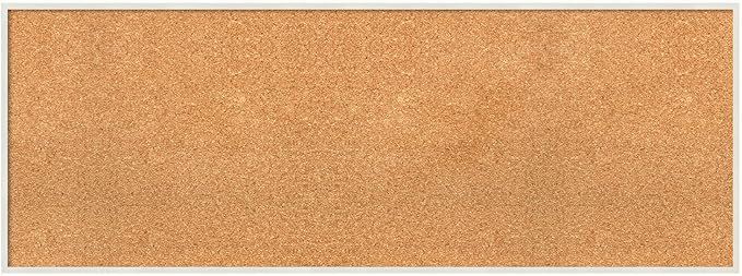 Amanti Art Natural Cork Board for Wall, 17x45 Vision Board with White Frame, Oversize Corkboard Office Decor for Home Organization, Modern Corkboard Pinboard to Display Items for Home Organization in