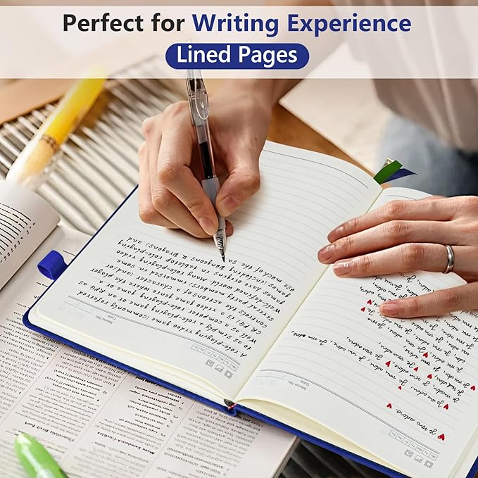 PERCUN Lined Journal Notebook for Men & Women, 160 Pages College Ruled Journal for Writing, A5 Hardcover Leather Notebooks for Work, School, Business, Travel, Daily Diary 5.9" x 8.5" - Navy