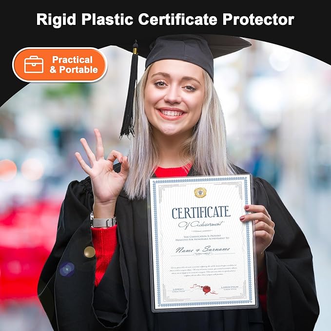 Ndsox 25 Pack 8.5" x 11" Rigid Print Protectors Clear Hard Plastic Sheet Protectors Top Loading for Birth Certificates, Documents, Posters, Photos, Meuns, Heavy Duty No-Hole Plastic Document Sleeves