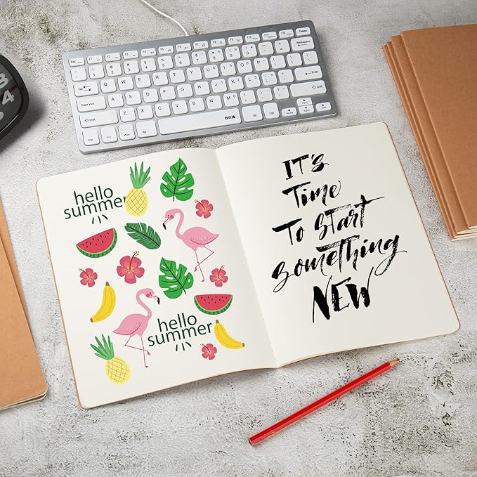 30 Pack Large B5 Blank Notebook & Journal Bulk, Kraft Cover, B5 Size, 7.6x10 inch, 60 Pages, Unlined Thick Paper, Composition Note Pad Sketchbook Set for Traveler Student Business Office