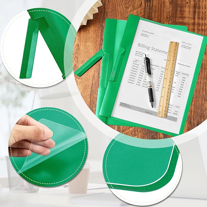 Maitys 25 Pack Clear Report Covers with Clip 11.4 x 9 Inch Presentation Folders Transparent Front Cover Portfolio Folder Resume Folder Interview Report Folders for Letter Size(Green)