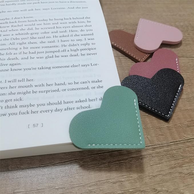 6Pcs Bookmarks for Women Book Marks for Reading Lovers, Cute Leather Heart Bookmarks for Friends Teachers Students Book Reading Lovers Present
