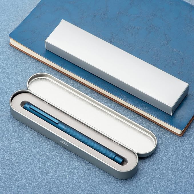 Hongdian 1851 Dark Blue Forest Fountain Pen Blade Nib Classic Design Calligraphy Pen with Converter and Metal Pen Case Set