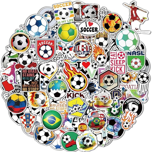 100 Pcs Sport Stickers for Kids, Soccer Water Bottle Stickers, Vinyl Waterproof Laptop Sticker for Water Bottle, Bulk Sticker Packs for Boys Kids Classroom Prizes for Elementary Students