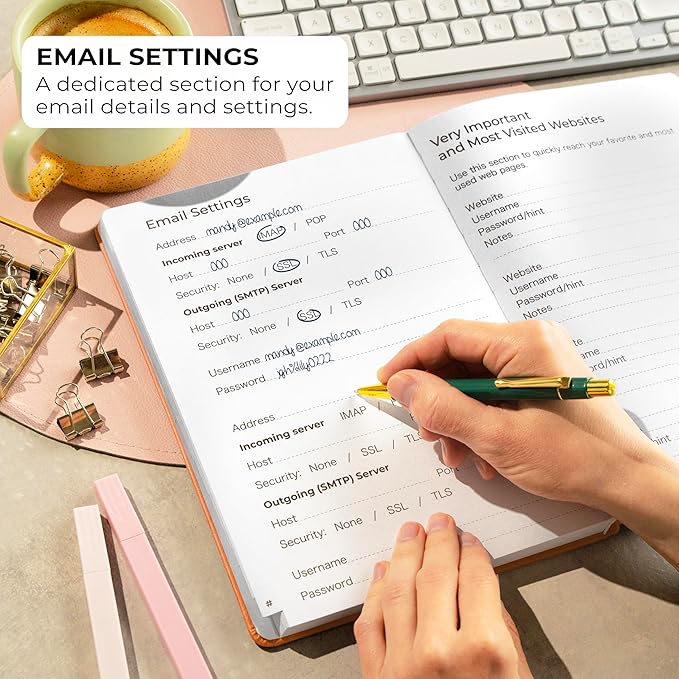 Clever Fox Password Book with alphabetical tabs. Internet Address Organizer Logbook. Large Password Keeper for Website Logins (Orange)