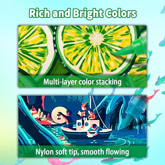 Acrylic Paint Markers Paint Pens, 36 Colors Dual Tip Direct Liquid Acrylic Markers with Automatic Ink Control System, Fine & Brush Tip Art Supplies for Rock Painting, Wood, Stone, Fabrics, DIY Craft