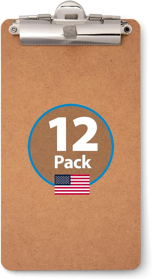 Officemate 5" x 9" Clipboard for Receipts, Low Profile Metal Clip & Pen Holder on Top, Memo Size for Restaurants, Hotels, Food Trucks, Bars, Schools, and Other Venues, 12 Clipboards (83156)