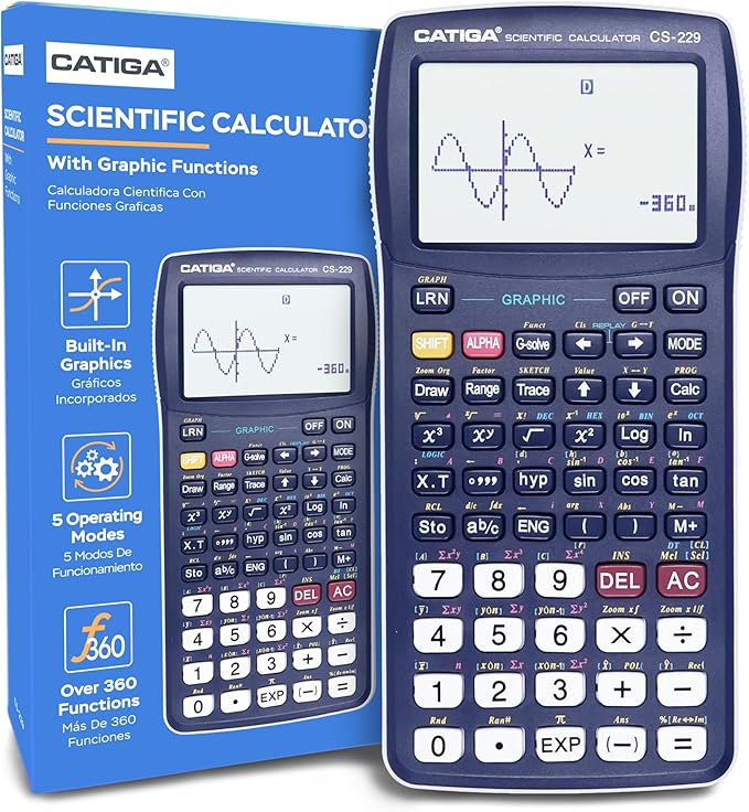 CATIGA CS229 Scientific Calculator with Graphics Functions, Multiple Modes with Intuitive User Interface, for Beginner and Advanced Courses