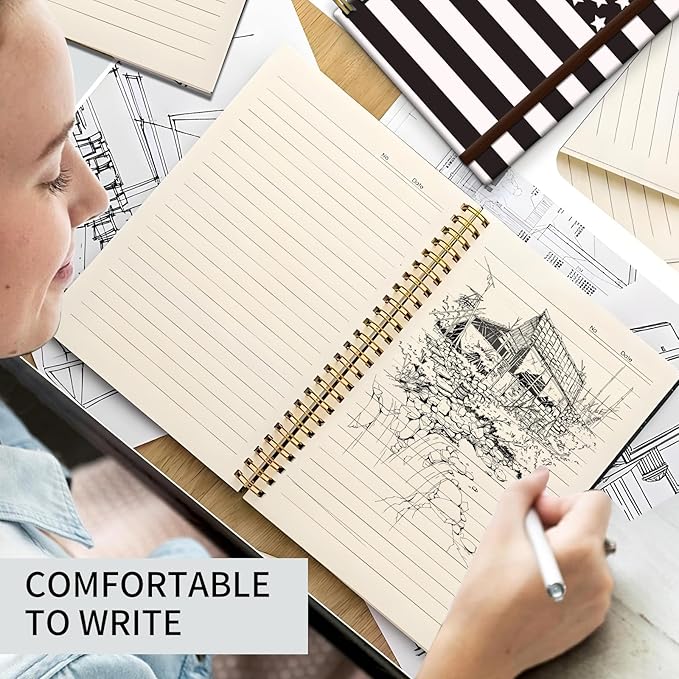 Spiral Journal Notebook, A5 Cute Notebooks for Women Men, College Ruled Hardcover Notebook for Work & Note Taking, 60 Pages Double-Wire Journals for Writing, American Flag