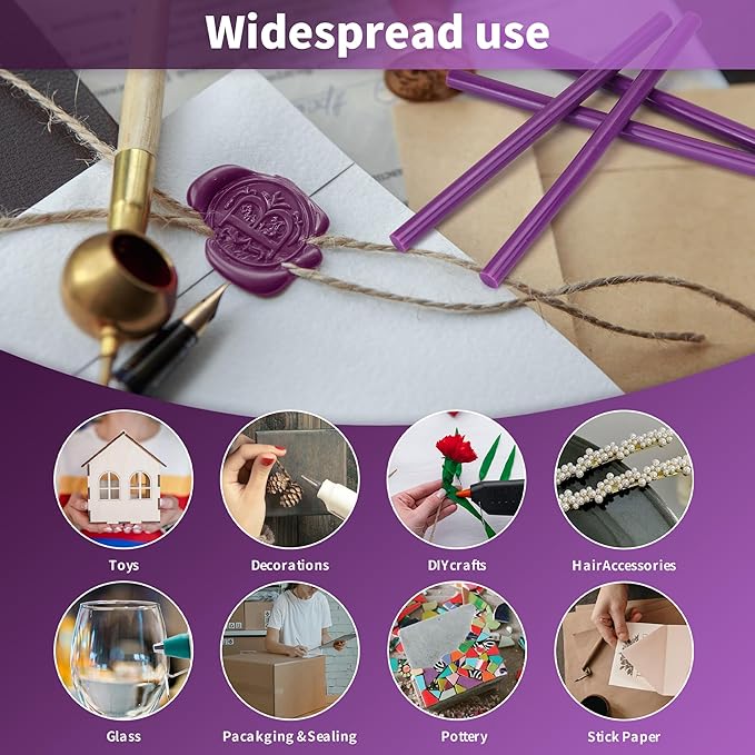 MATUFF Purple Hot Glue Sticks Full Size 0.43” Dia x 8” Long, 20 pcs Hot melt Adhesive Glue Sticks, All-Purpose Colored Glue Gun Sticks for DIY Purple Crafting Arts and Wedding Cards, Sealing (Mauve)