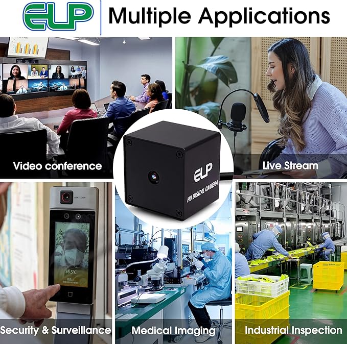 ELP 48MP Autofocus USB Camera with Metal Case for Computer Wide Angle 70degree No Distortion Lens Webcam Mini UVC USB2.0 PC Camera CCTV Video Industrial Lightburn Camera for Raspberry pi Jetson Nano