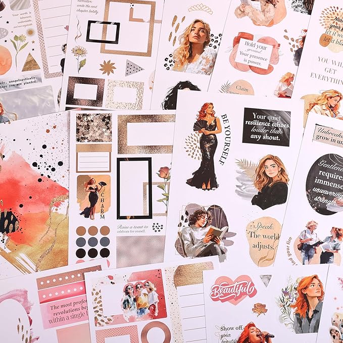 Magic Girl Decal Stickers Book For Planners, Calendars, Journals, Vision Boards, Projects, Laptop & Water Bottles – Premium Quality, Hand Drawn, Waterproof – Scrapbook Accessories For Women - 24 Pages