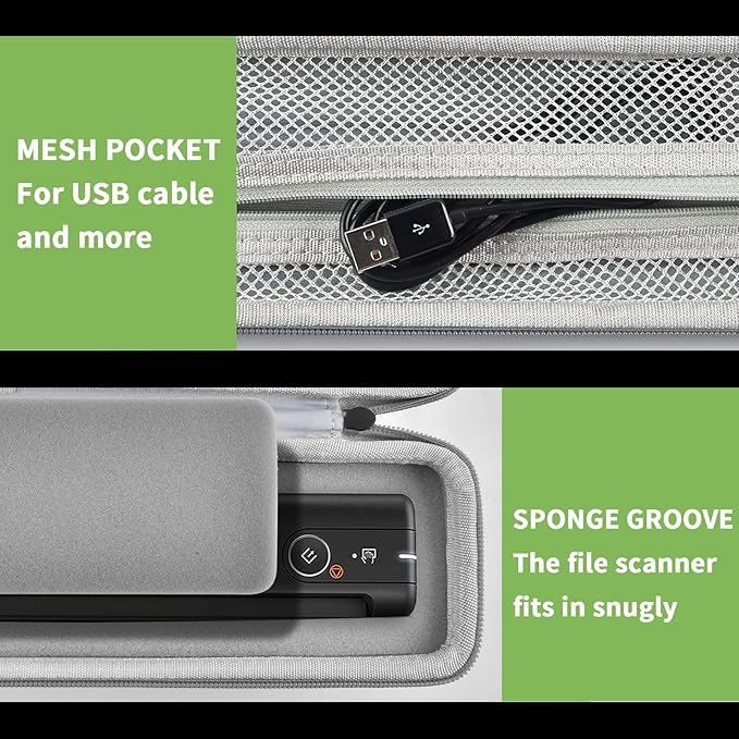 ALKOO Case Compatible with Epson Workforce ES-50/ ES-60W/ ES-55R/ ES-65WR/ DS-30/ DS-70/ DS-80W Portable Sheet-Fed Document Scanner, Storage for Epson Scanner for PC and Mac- Grey (Box Only)