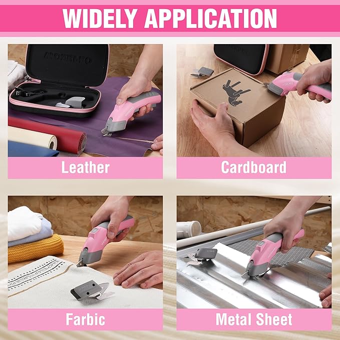 WORKPRO 4V Cordless Electric Scissors With 2 blades, Fabric, Leather, Carpet and Cardboard Cutter, 2000mAh Rechargeable Powerful shears with Storage Case