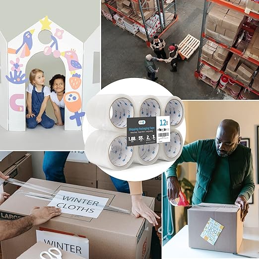 Art3d 12 Rolls Packing Tape - Clear Carton Sealing Tape Heavy Duty, 1.88" x 55 yds, 2.2 mil Thick