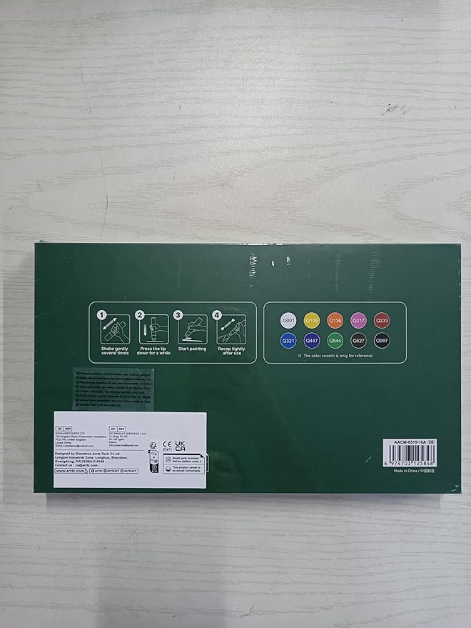 Arrtx 10-Piece Jumbo Acrylic Paint Markers, 15mm Felt Tip, Waterproof, Odorless, Non-Toxic, Multi-Surface Art Supplies for Rock Painting, DIY Crafts Making