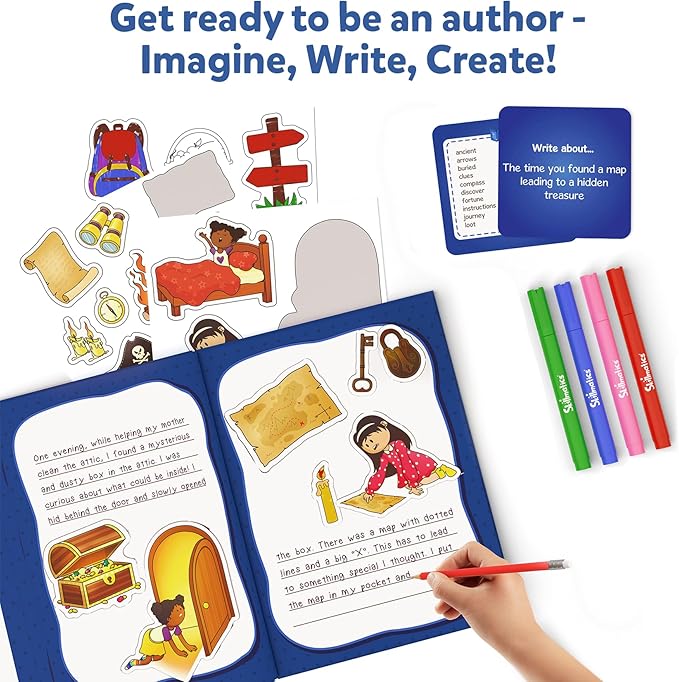 Skillmatics Storybook Art Kit - Create Adventure Stories, DIY Craft & Writing Kit with 300+ Stickers, Scrapbooking & Journal Activity, Christmas Gifts for Kids Ages 5, 6, 7, 8, 9, 10