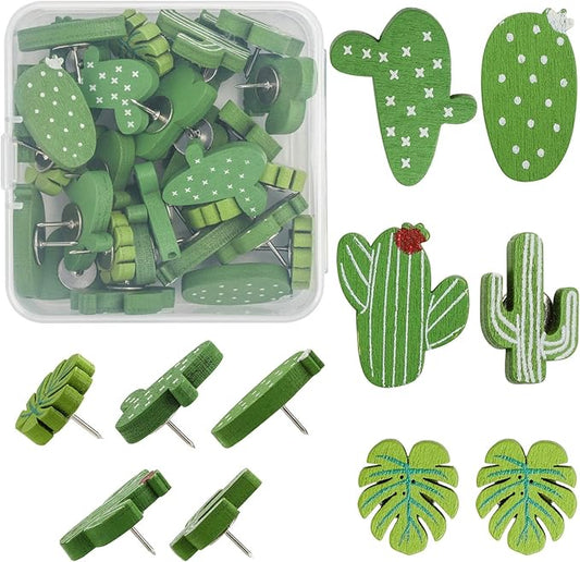 Push Pins 30Pcs Cactus Decorative Push Pins Wood Pins for Cork Board