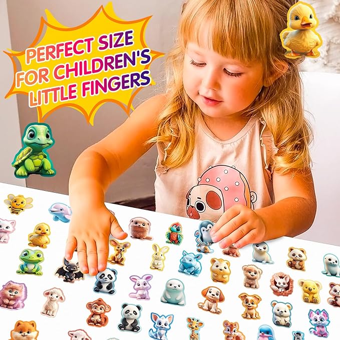 100PCS Cute Animal Stickers for Kids – Waterproof Vinyl Cartoon Sticker Pack for Water Bottles, Laptops, Journals, Scrapbooks, DIY Crafts & Party Favors