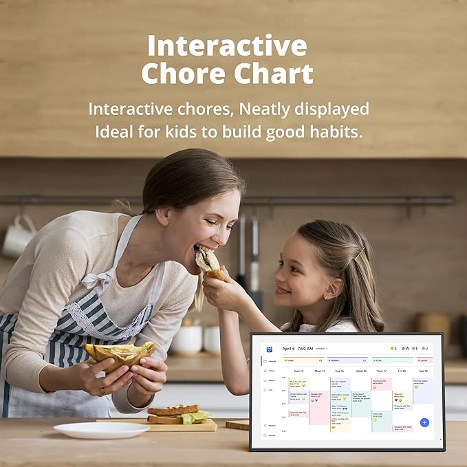 Dragon Touch 21.5" Digital Calendar Chore Chart – 1080P Full HD Interactive Touchscreen, Smart Family Planner, Hearth Display Digital Calendar Wall & Desk Mountable for Seamless Scheduling Black