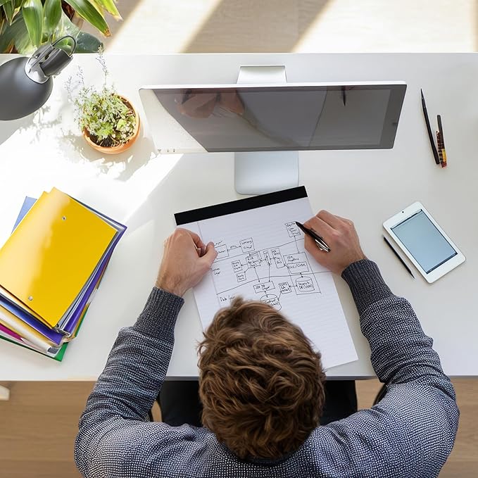 Office Legal Pads | Note Pads For Work | Memo Pads | 8.5 x 11 inches Lined Paper Pad | Narrow Rule 50 Sheets Pads | Set of 6 White Writing pads for Home, School, Teachers, Businesses