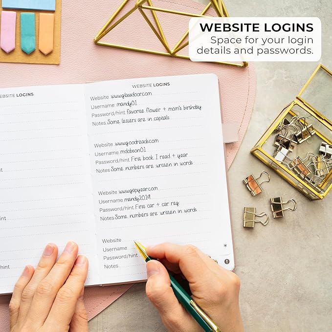 Clever Fox Address Book with alphabetic tabs - PU leather telephone and address book for keeping contacts safe, Contact Organizer Journal, Medium Size (5.3″ x 7.7″) Hardcover, Rose Gold