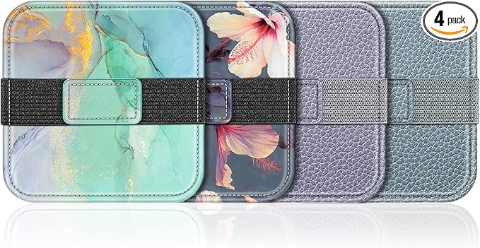 Fintie Screen Cleaning Pad, [4 Pack] Soft Cloth Wipes Screen Cleaner with Elastic Strap for iPad, iPhone, MacBook, Tablets, Laptop (Blooming Hibiscus)