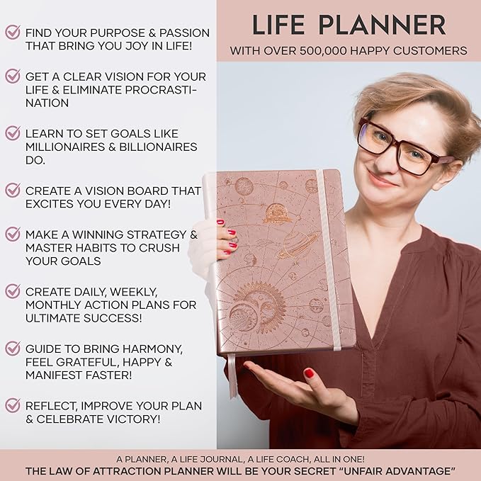 2026 Planner Weekly and Monthly | Law of Attraction Planner with Panduo App | A 12 Month Journey for Productivity, Gratitude & Goal Setting | Includes Foldable Vision Board, Gift Box & Stickers