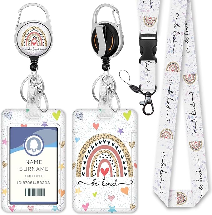 Gctriki Retractable ID Badge Holder with Lanyard - Teacher Appreciation Gifts, Cute Badge Reel Clip & Keychain for School Staff, Women Teacher Lanyard (ID Card Holder Retractable)