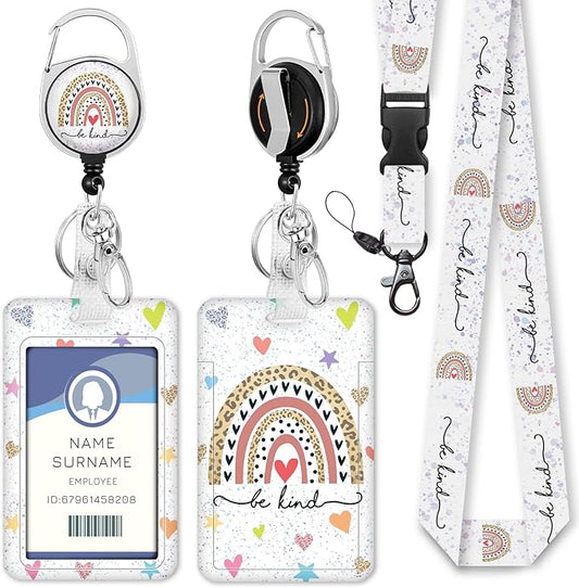 Gctriki Retractable ID Badge Holder with Lanyard - Teacher Appreciation Gifts, Cute Badge Reel Clip & Keychain for School Staff, Women Teacher Lanyard (ID Card Holder Retractable)