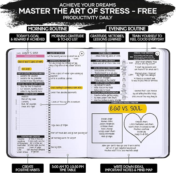 Manifestation Journal - 5 Minute Manifesting & Self Care Journal | 90-Day Undated Daily Planner for Positivity, Affirmations & Gratitude | Guided Mindfulness, Reflection | Vision Board + Stickers