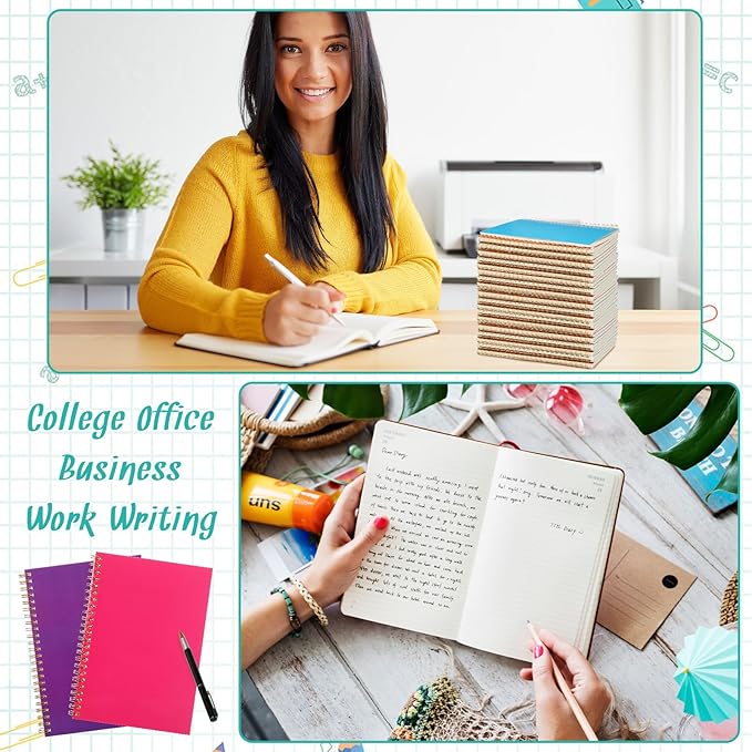 PerKoop 100 Pack Spiral Notebook 8.3 x 5.5 Inch College Ruled Notebook Bulk A5 Wide Ruled Journals Bulk 1 Subject 50 Sheets Thick Diary Notebooks for School, Office Business, Home Use(Colorful)