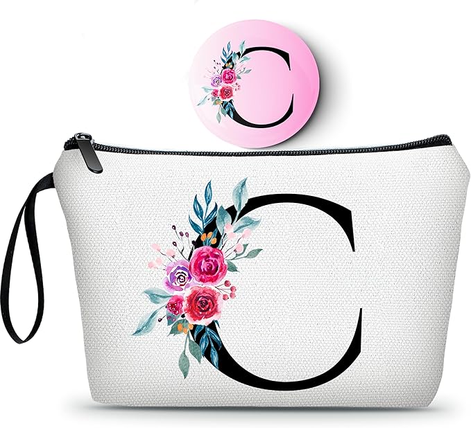 Friend Gifts for Women,Small Gifts for Women,Personalized Makeup Bag,Small Makeup Bag for Purse,Cosmetic Bag With Mirror,Bridesmaid Gifts,Birthday Gifts for Friends Female,(C)
