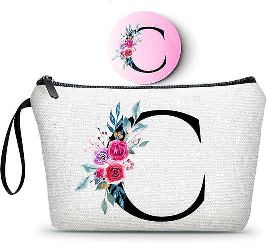 Friend Gifts for Women,Small Gifts for Women,Personalized Makeup Bag,Small Makeup Bag for Purse,Cosmetic Bag With Mirror,Bridesmaid Gifts,Birthday Gifts for Friends Female,(C)