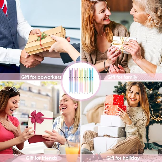 Gel Pens, 10PCS 0.7mm Gel Pens Black Ink Fine Point Smooth Writing Pens, High-End Series Ballpoint for School Office Supplies, Easter Basket Essentials, Easter Gifts for Men Women Student (Gradient)