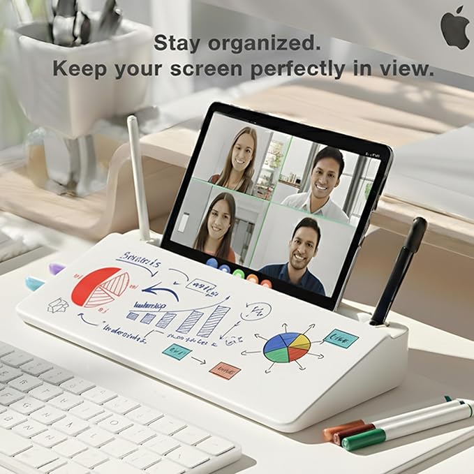 Glass Desktop Whiteboard with Storage Drawer – Premium Dry Erase Board for Desk Notes, Planning & Organization